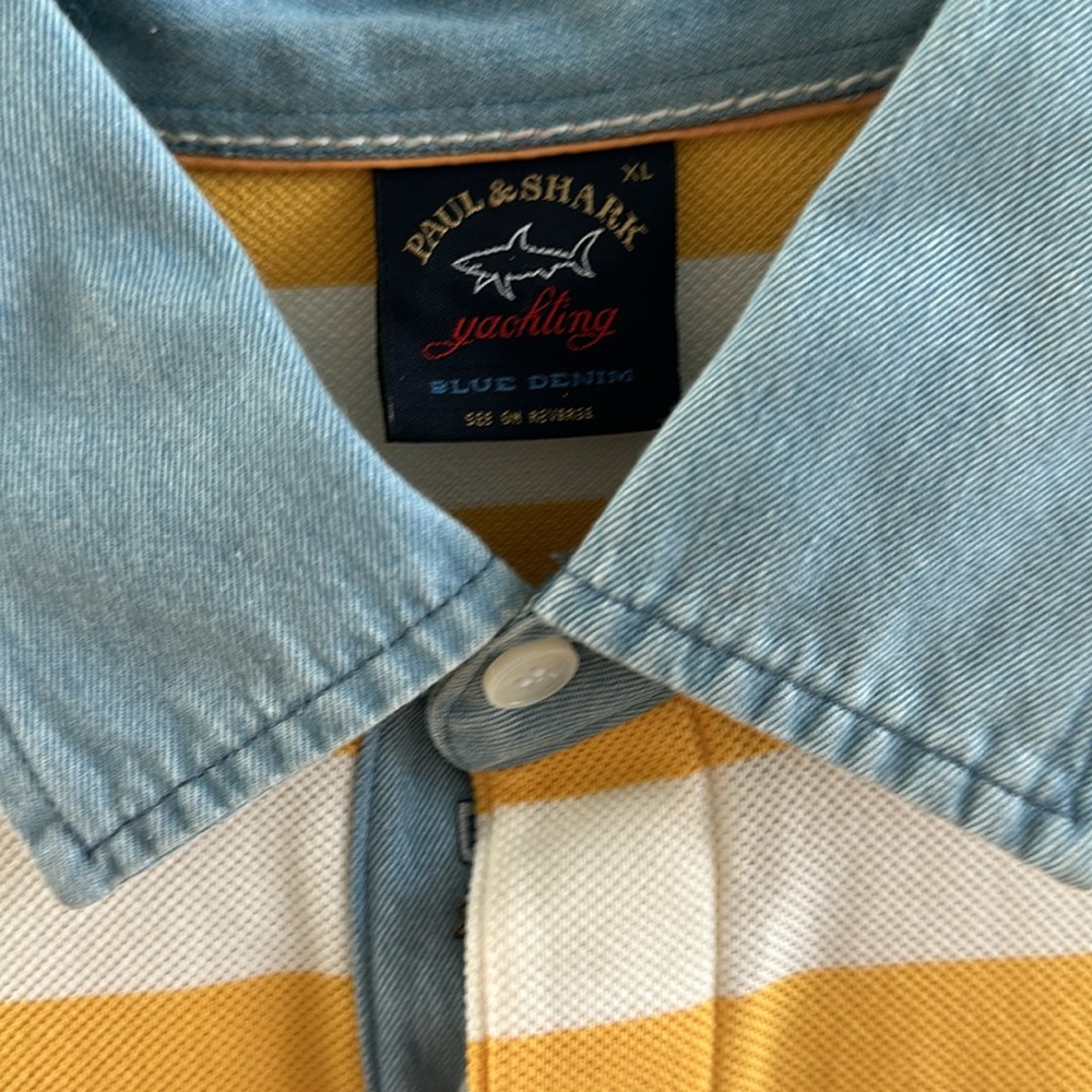 Paul & Shark Long-sleeved polo with light denim collar - Picture 2 of 4